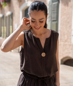 Débardeur effet lin Kool choco face