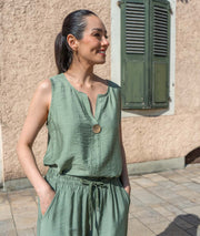 Débardeur effet lin Kool kaki face