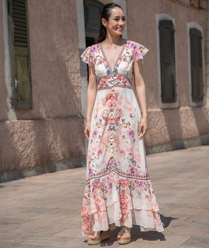 Robe longue en mousseline Bohelia face