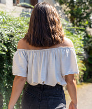 T-shirt col bardot Leabo beige dos