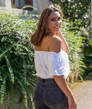 T-shirt col bardot Leabo blanc coté