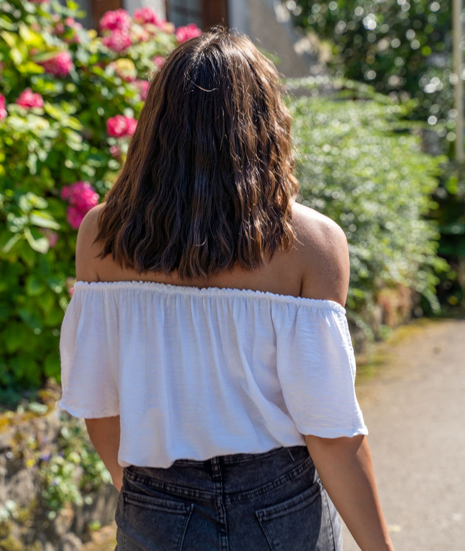 T-shirt col bardot Leabo blanc dos
