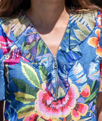 T-shirt à motif fleuri détails