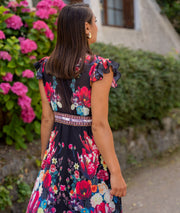 Robe longue en mousseline Ellia noir dos