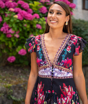 Robe longue en mousseline Ellia noir face