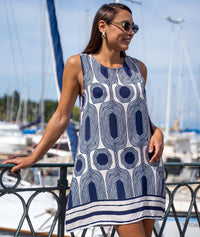 Robe Geo courte à imprimé - marine