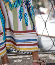 Robe longue bi matière Quento bleu détails