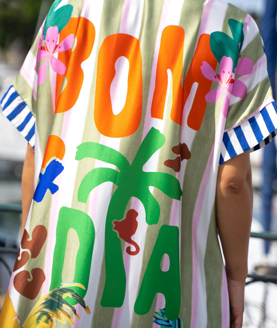 Robe longue bi matière Quento bleu détails