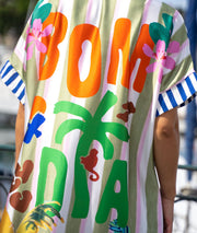 Robe longue bi matière Quento bleu détails