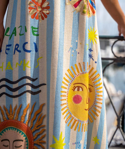 Robe longue pailletée Sunsol orange détails