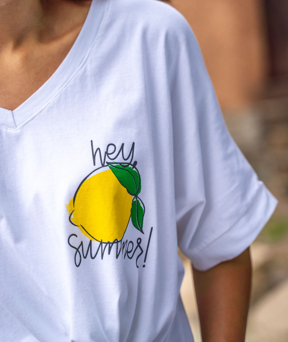 T-shirt ample blanc détails