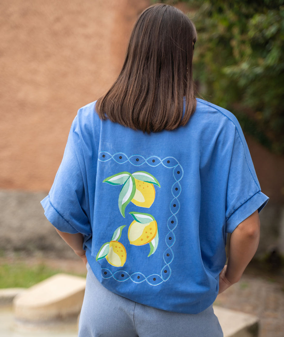 T-shirt ample bleu dos