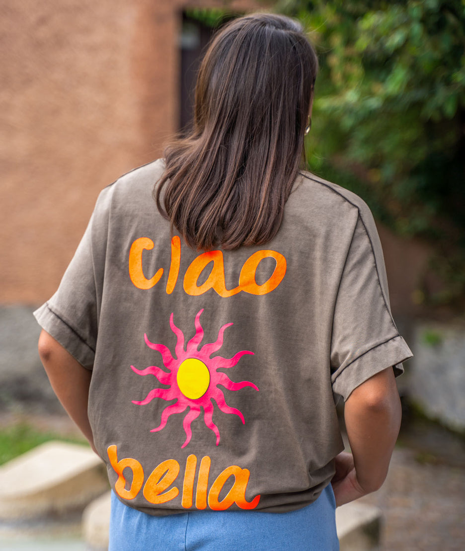 T-shirt ample kaki dos