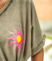 T-shirt ample kaki détails