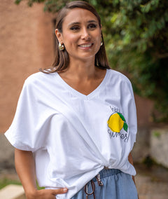 T-shirt ample blanc face