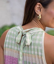 Robe longue plissée rose Miraco détails