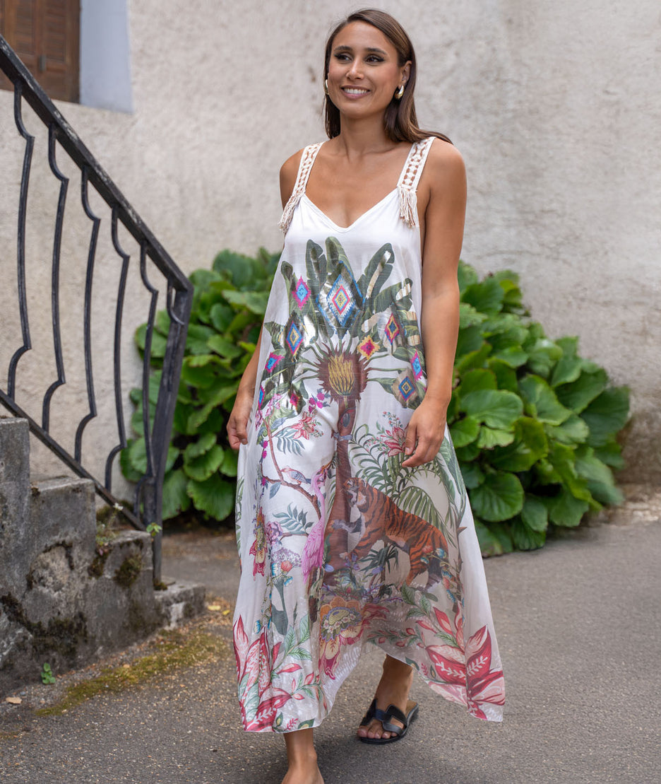 Robe longue motif sauvage Tigrou face