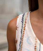 Débardeur pailleté à imprimé brique détail épaule