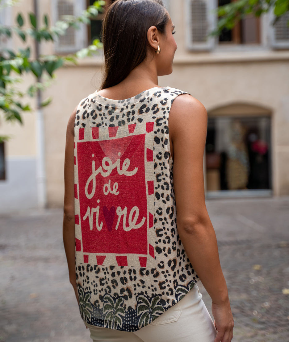 Débardeur pailleté à imprimé rouge face arrière