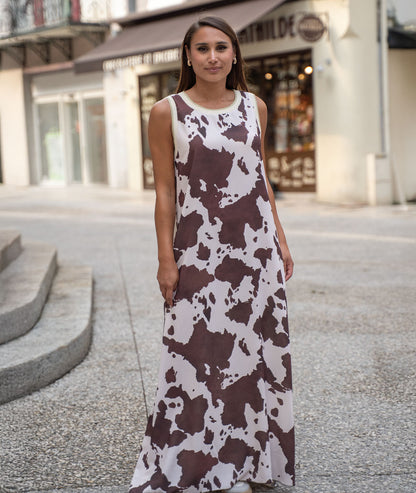 Robe Cody longue imprimé vache choco face avant