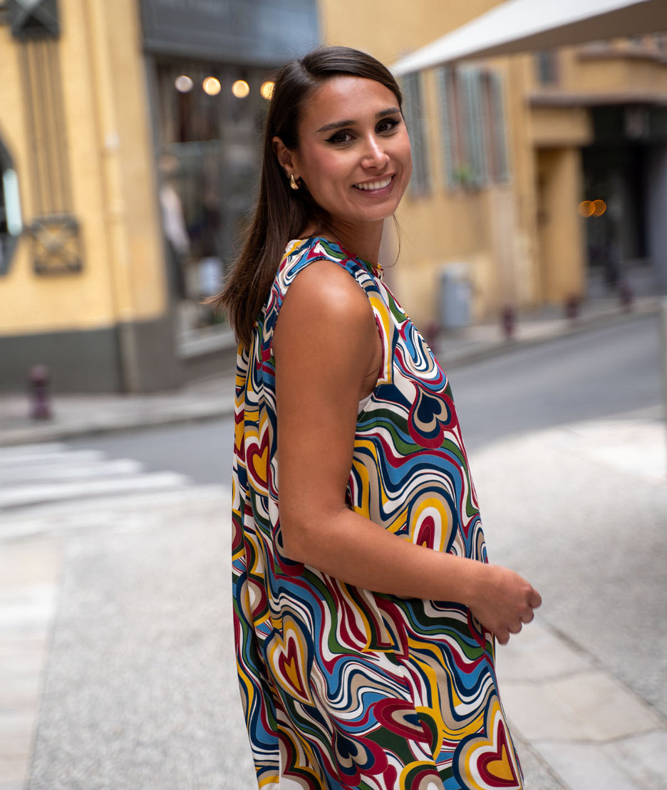 Robe Corrie courte à imprimé coeur côté