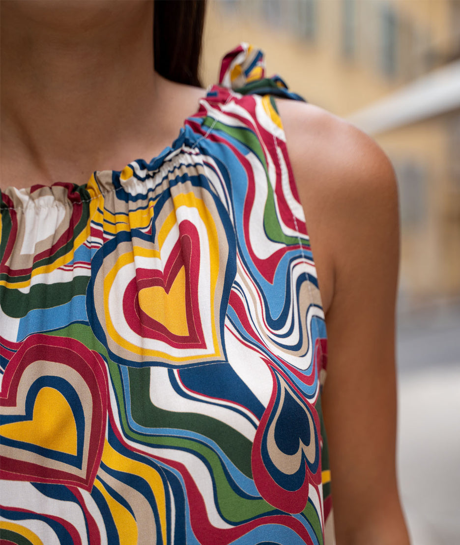 Robe Corrie courte à imprimé coeur détail épaule