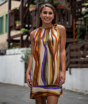 Robe courte fluide à imprimé choco face avant