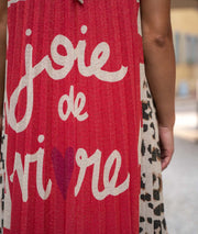 Robe Miraco longue plissée pailleté détail "joie de vivre"