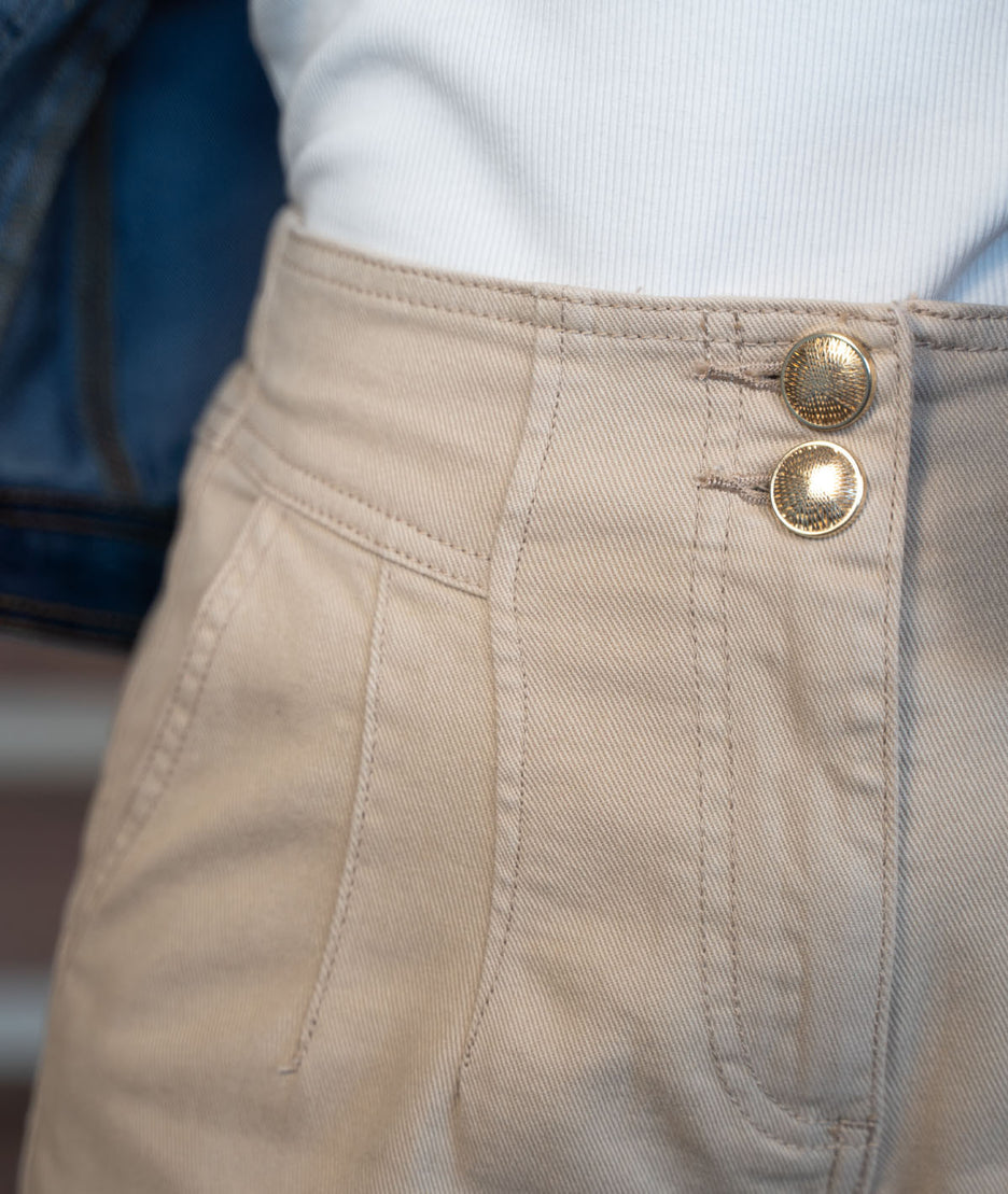 Pantalon beige large Otta détail poche