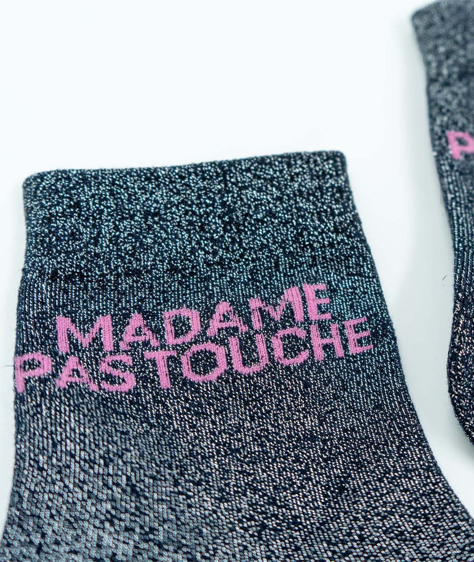Chaussettes paillettes à messages marine détail