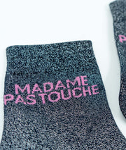 Chaussettes paillettes à messages marine détail