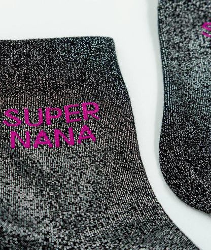 Chaussettes paillettes à messages noir détail