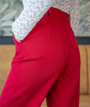 Pantalon tailleur d'ensemble Strego bordeau détails