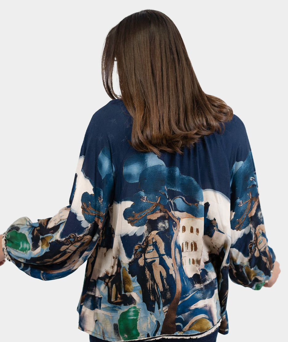 Blouse fluide à motif marine dos
