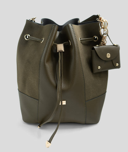 Sac bi-matière sceau Saphir kaki face