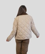 Veste matelassée col velours côtelé Quadri beige dos