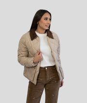 Veste matelassée col velours côtelé Quadri beige face