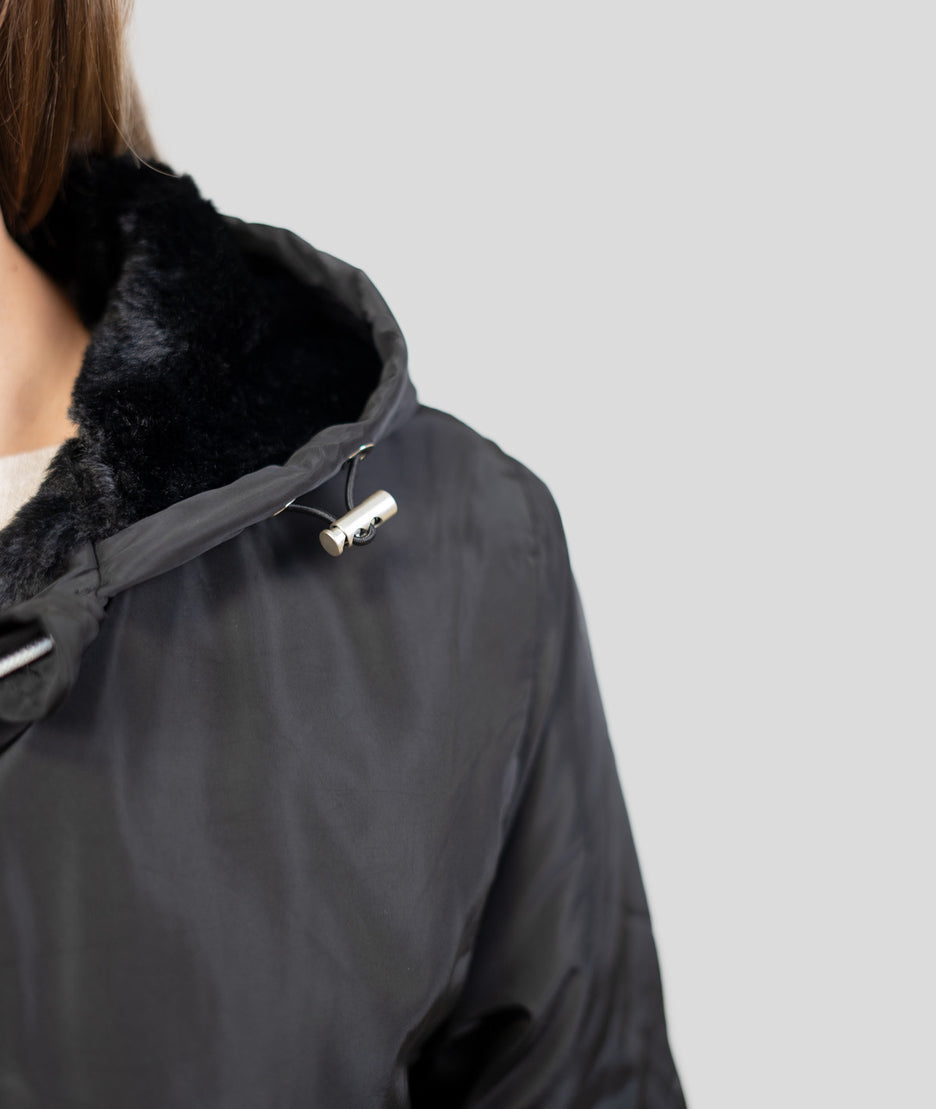 Veste mi-longue Trefo noire détails