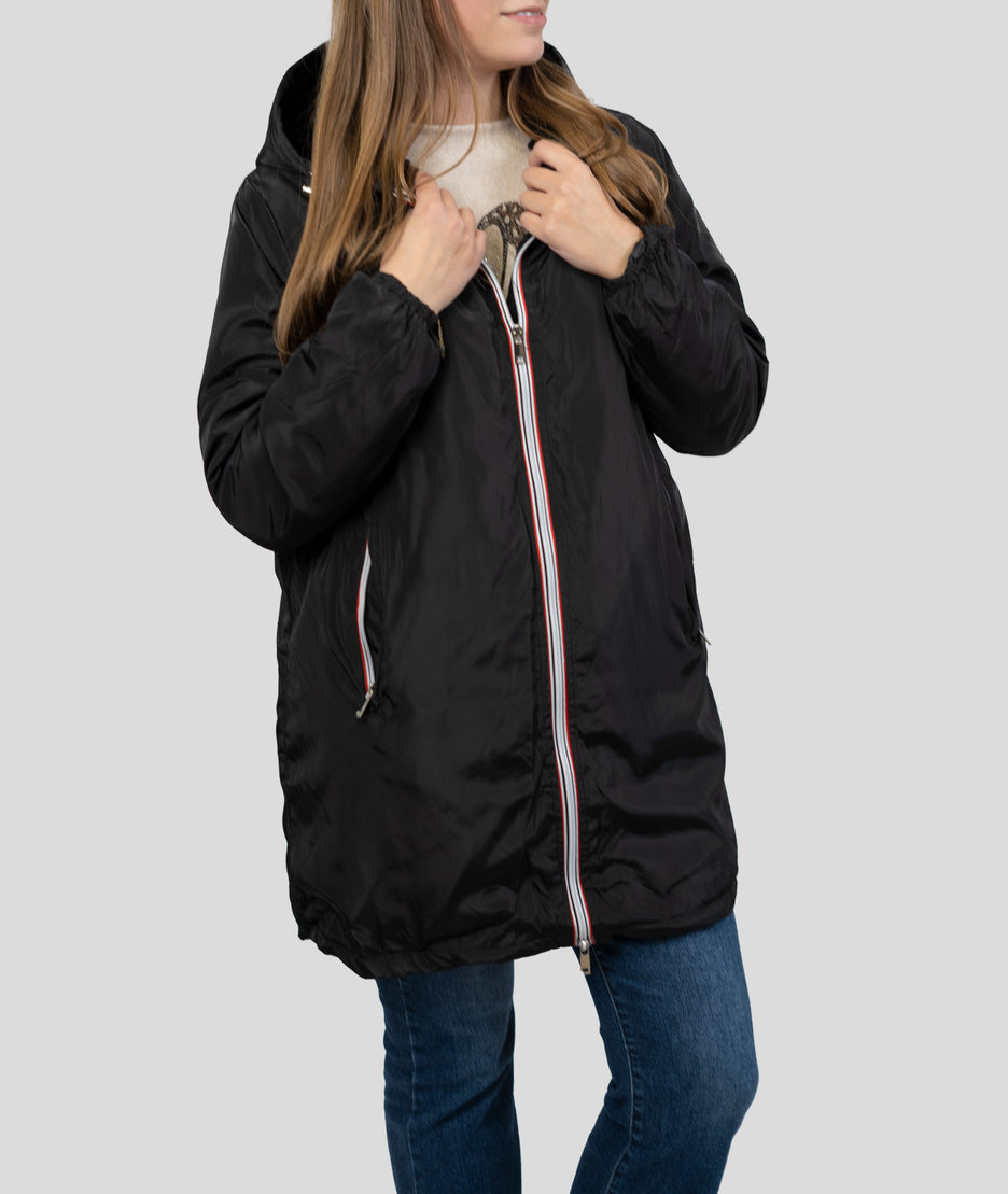 Veste mi-longue Trefo noire face fermée