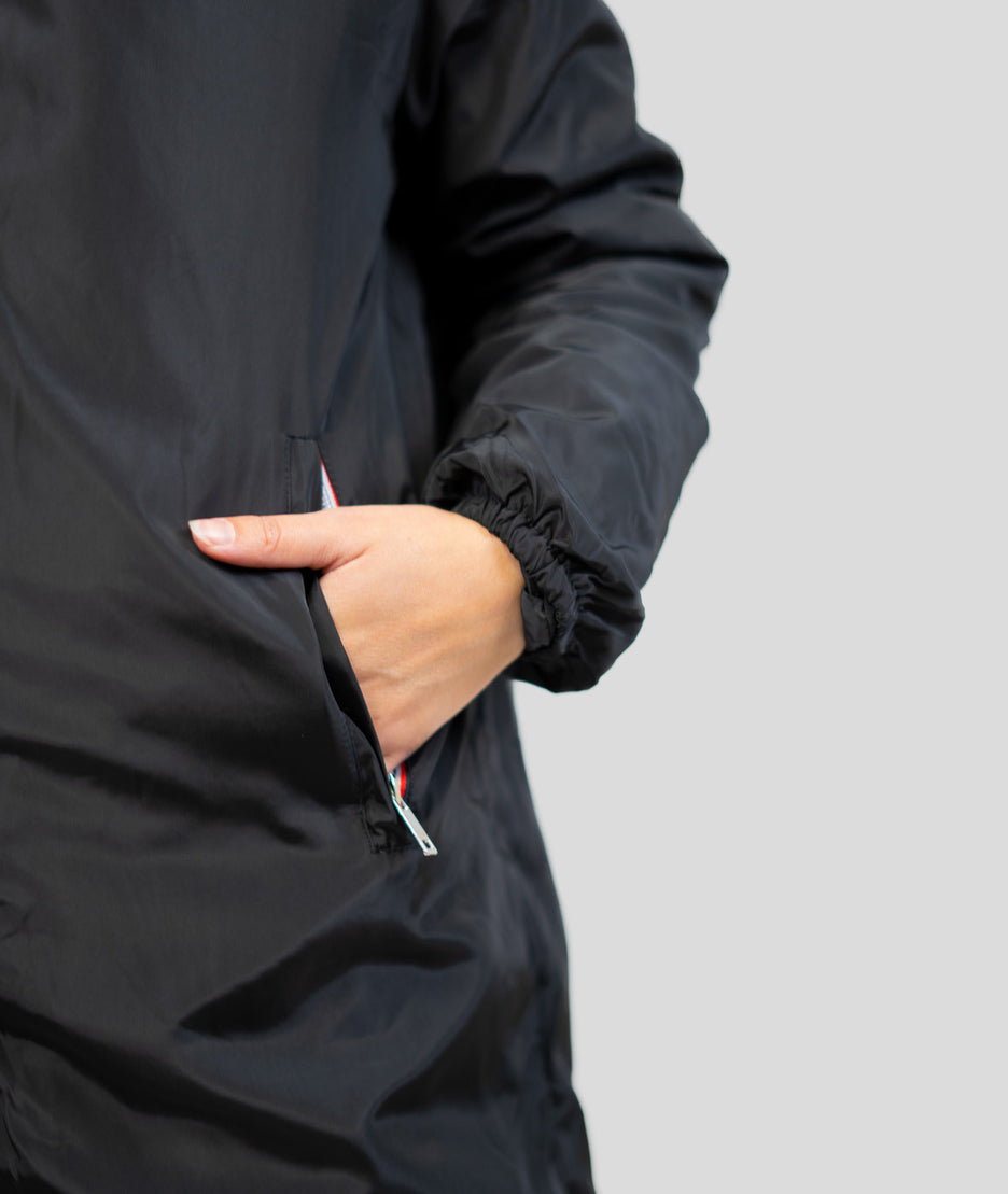 Veste mi-longue Trefo noire détails