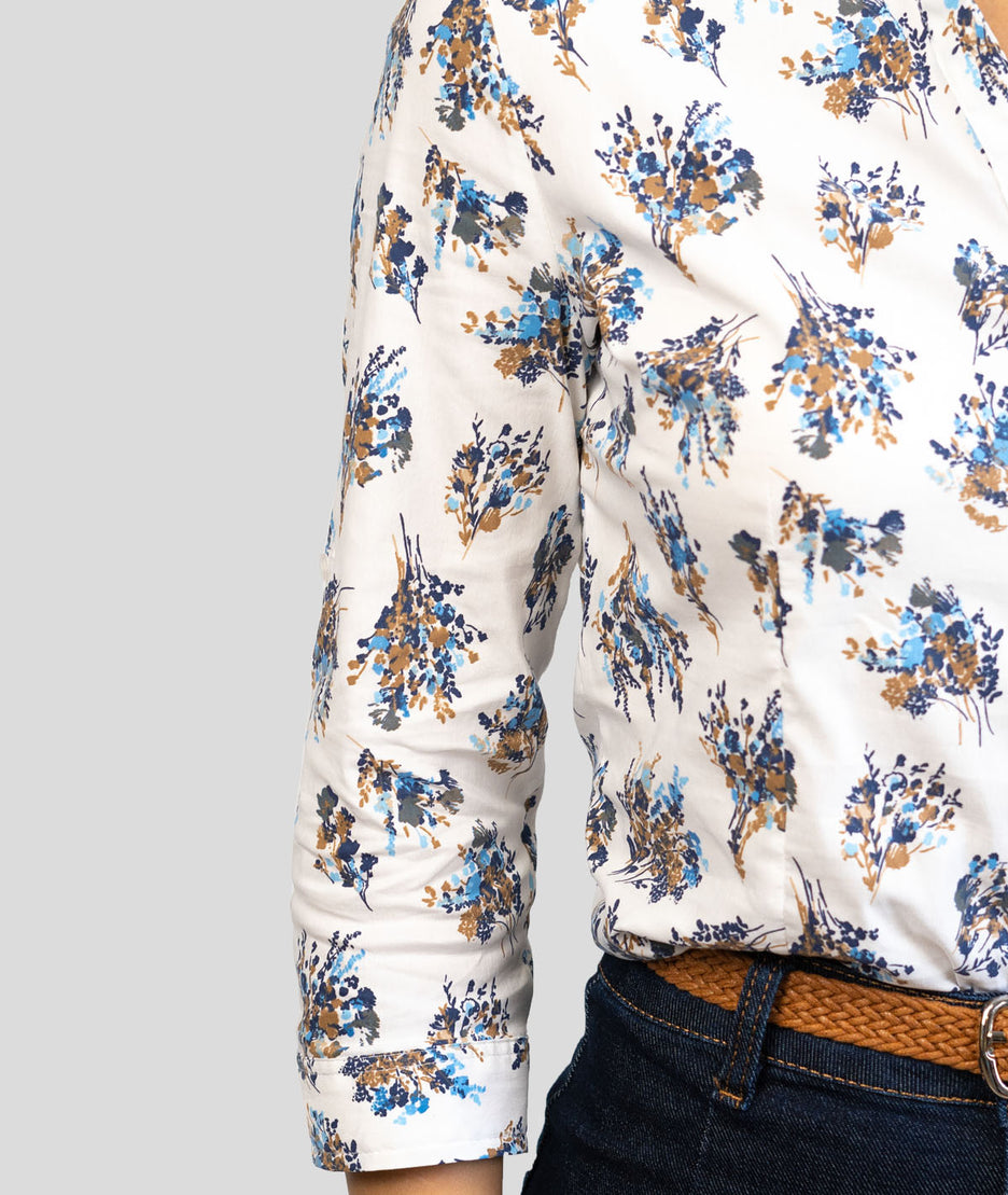 Chemise à détails fleuris Bouquet bleu détails
