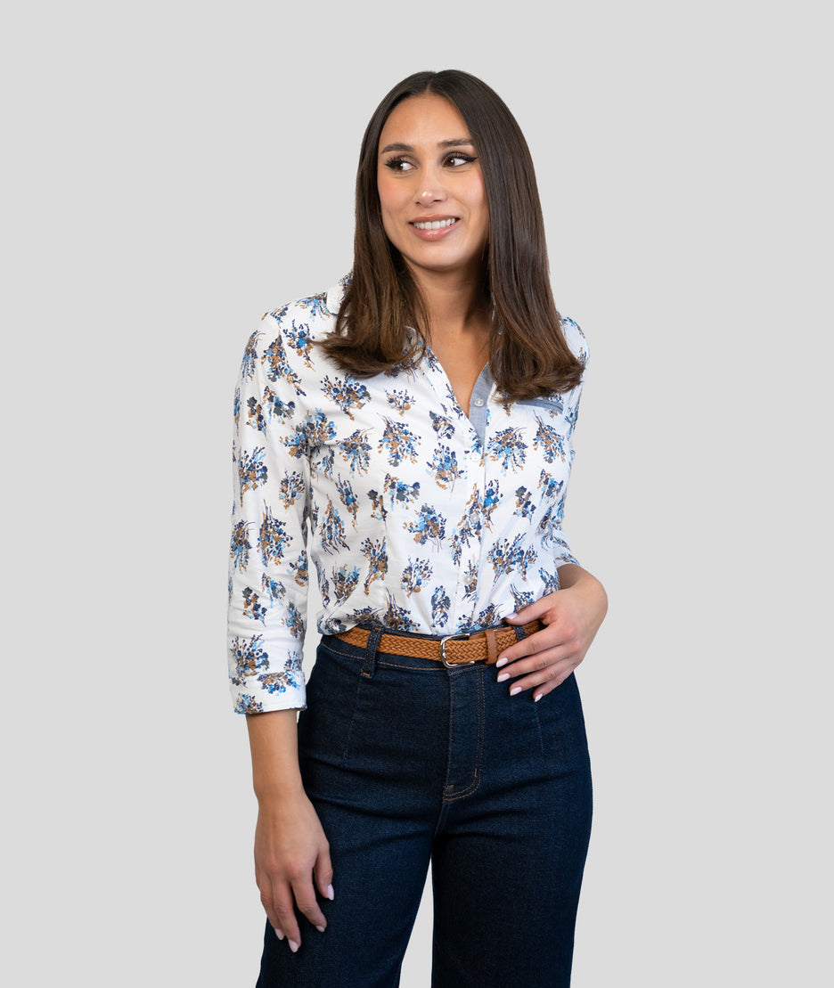 Chemise à détails fleuris Bouquet - bleu