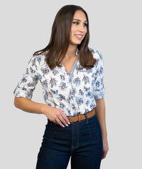 Chemise courte Bouquet motif fleuri - beige