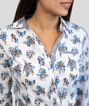 Chemise à détails fleuris Bouquet bleu détails