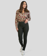 Pantalon slim taille élastique Lili kaki tenue complète