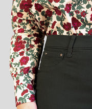 Pantalon slim taille élastique Lili kaki détails