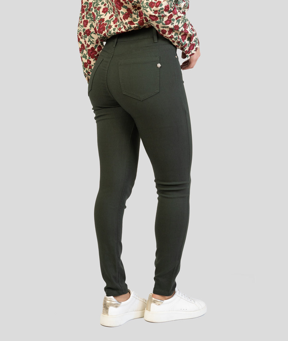 Pantalon slim taille élastique Lili kaki dos