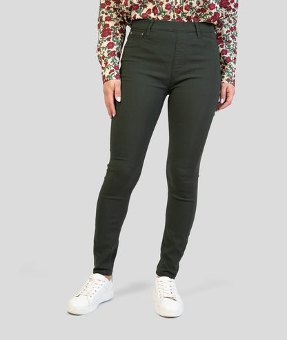 Pantalon slim taille élastique Lili kaki face