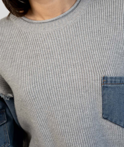 Pull bi-matière Jeanna détails