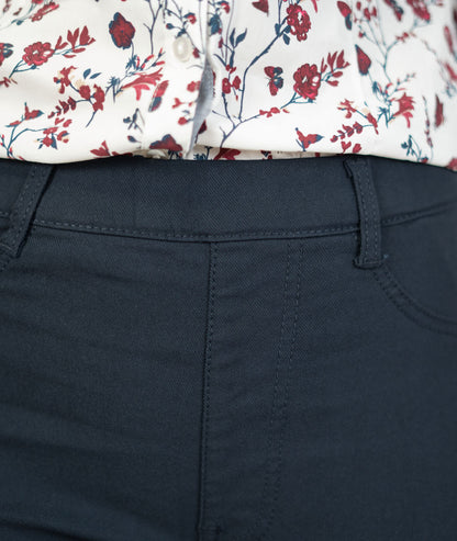 Pantalon slim taille élastique Lili marine détails